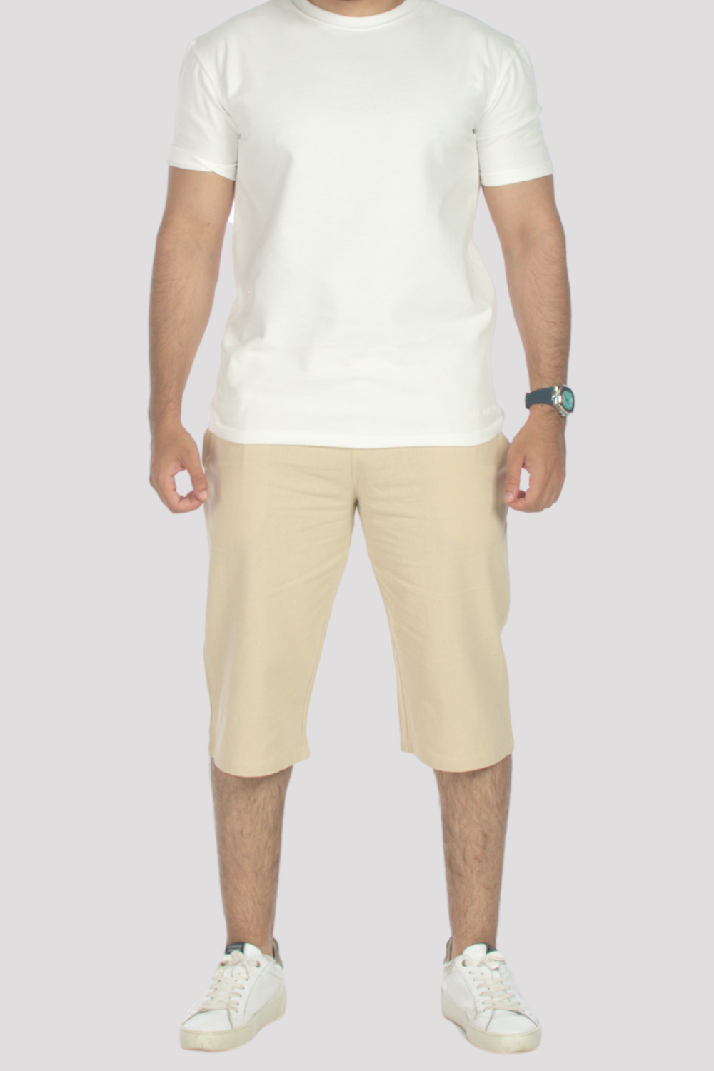 Sand Linen & Cotton 3/4 Shorts