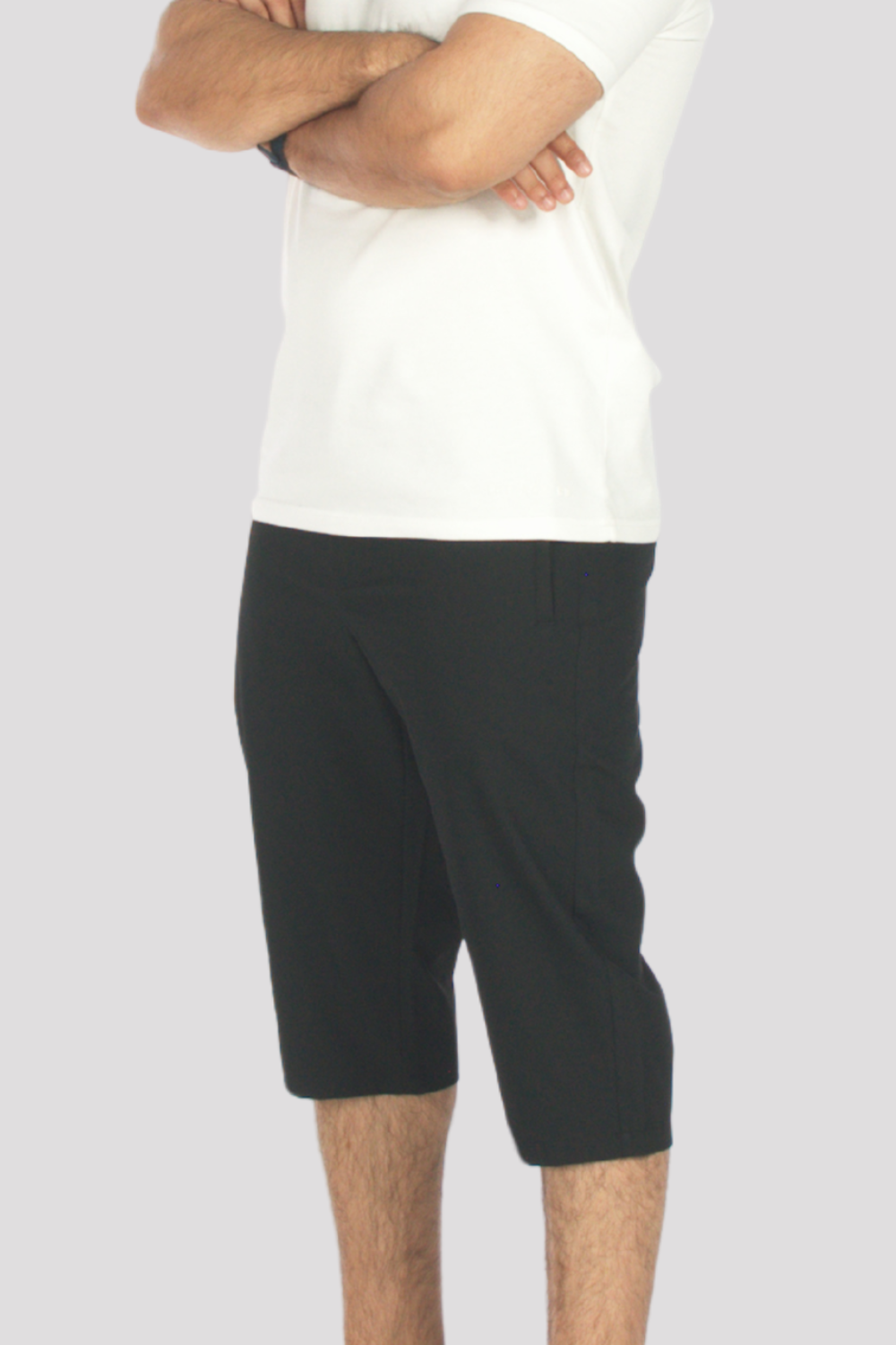 Black Buckled 3/4 Shorts