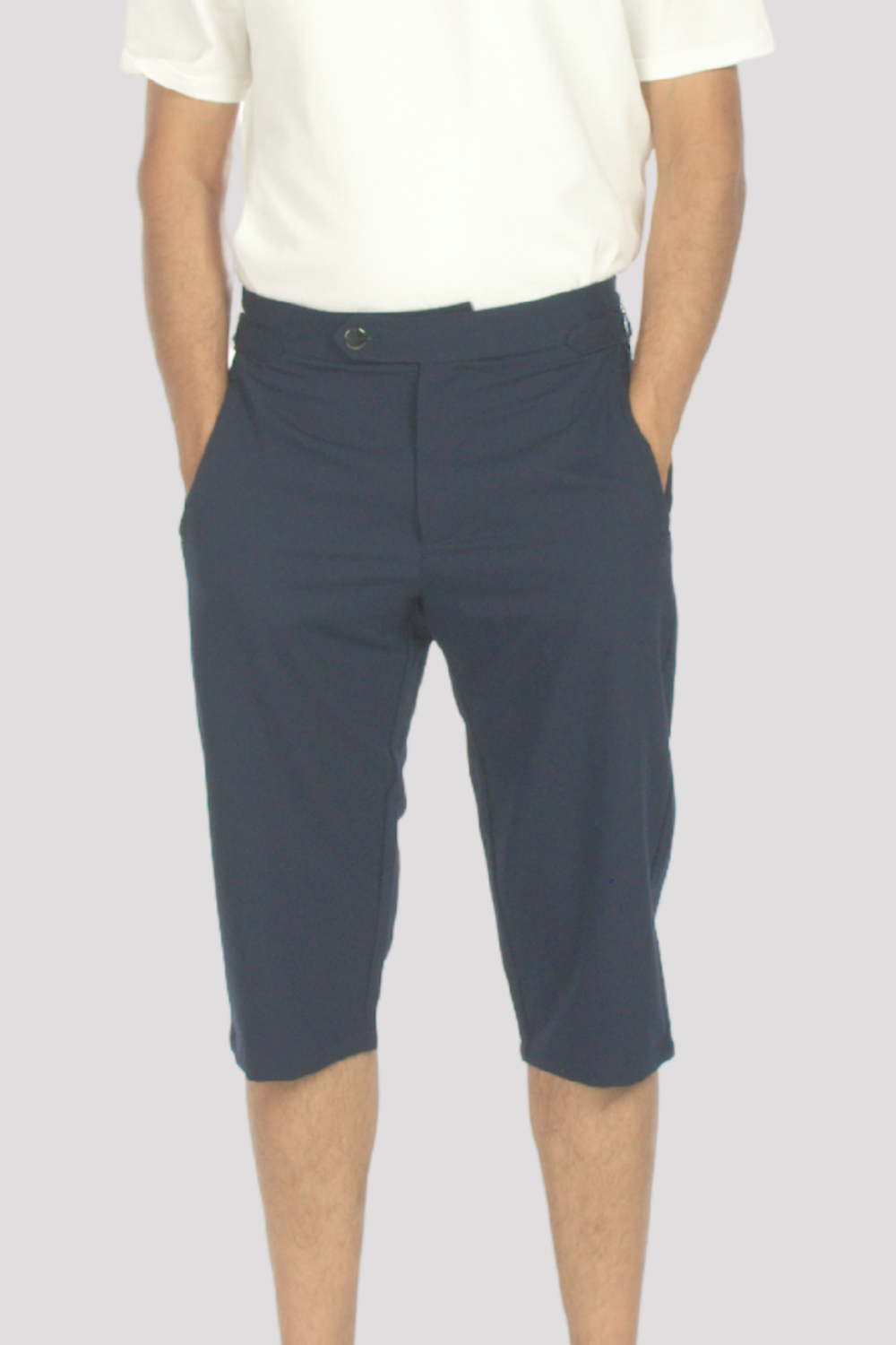 Navy Buckled 3/4 Shorts