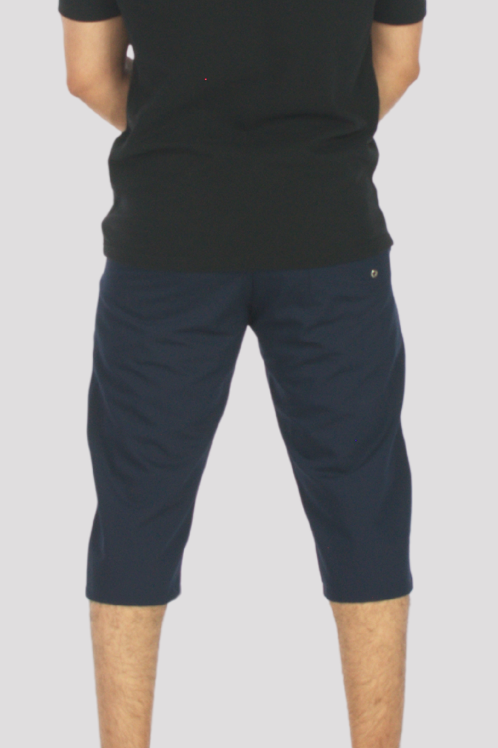 Navy Buckled 3/4 Shorts