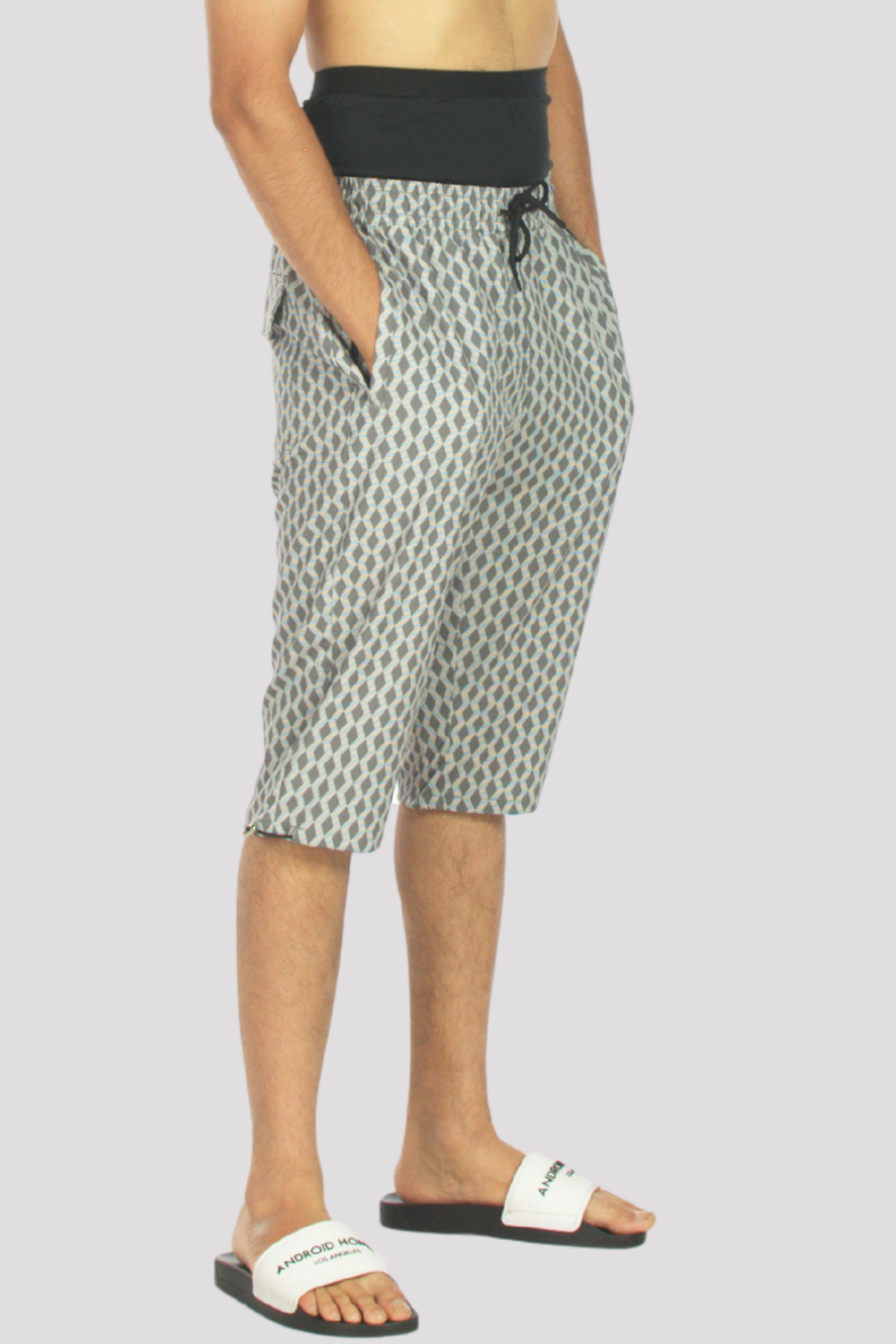 Grey Geometric Swimming 3/4 Shorts