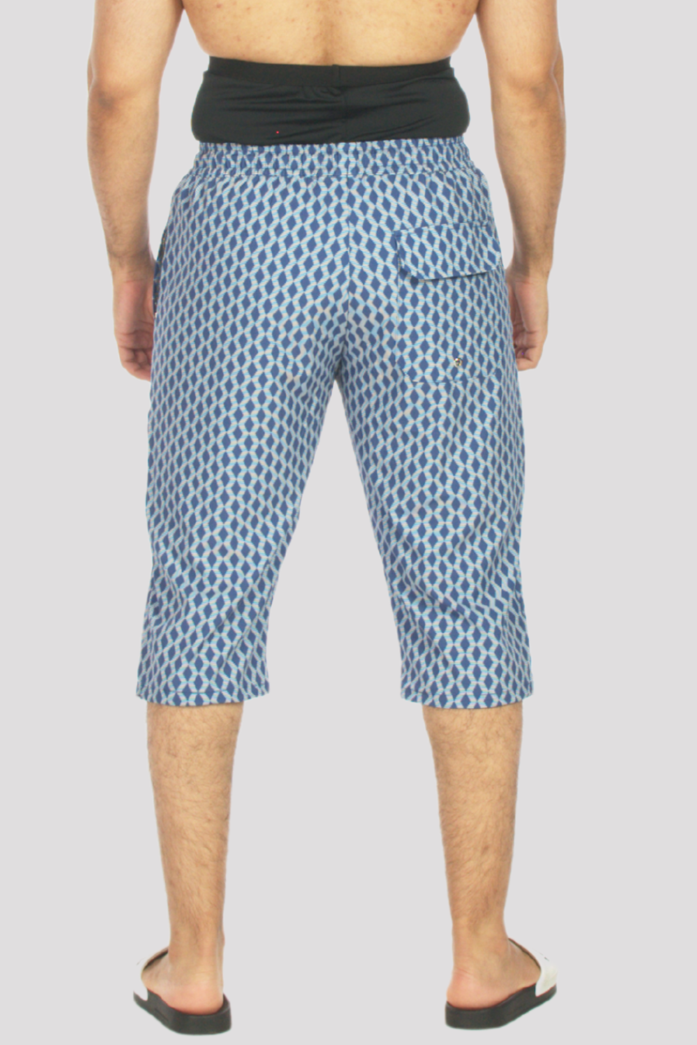 Blue Geometric Swimming 3/4 Shorts