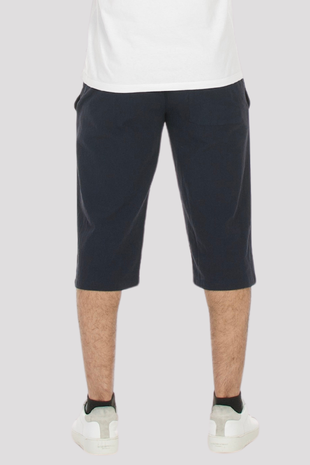 Navy Linen & Cotton 3/4 Shorts