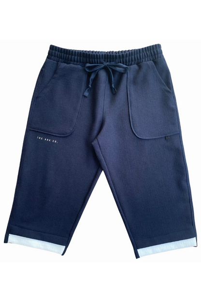 Navy Textured 3/4 Shorts