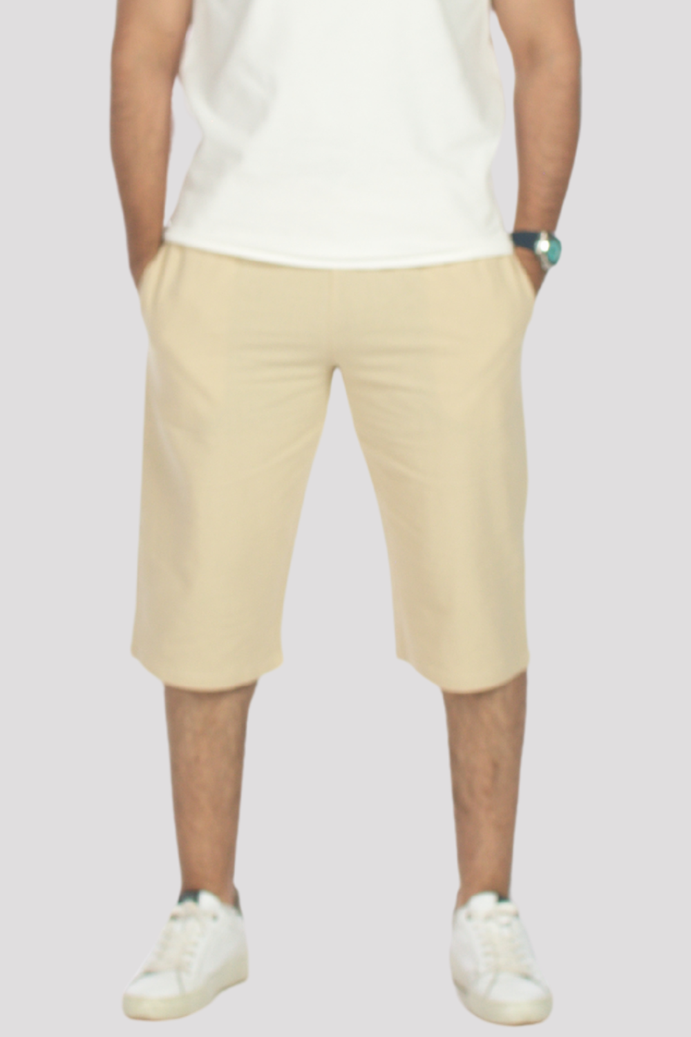 Sand Linen &amp; Cotton 3/4 Shorts