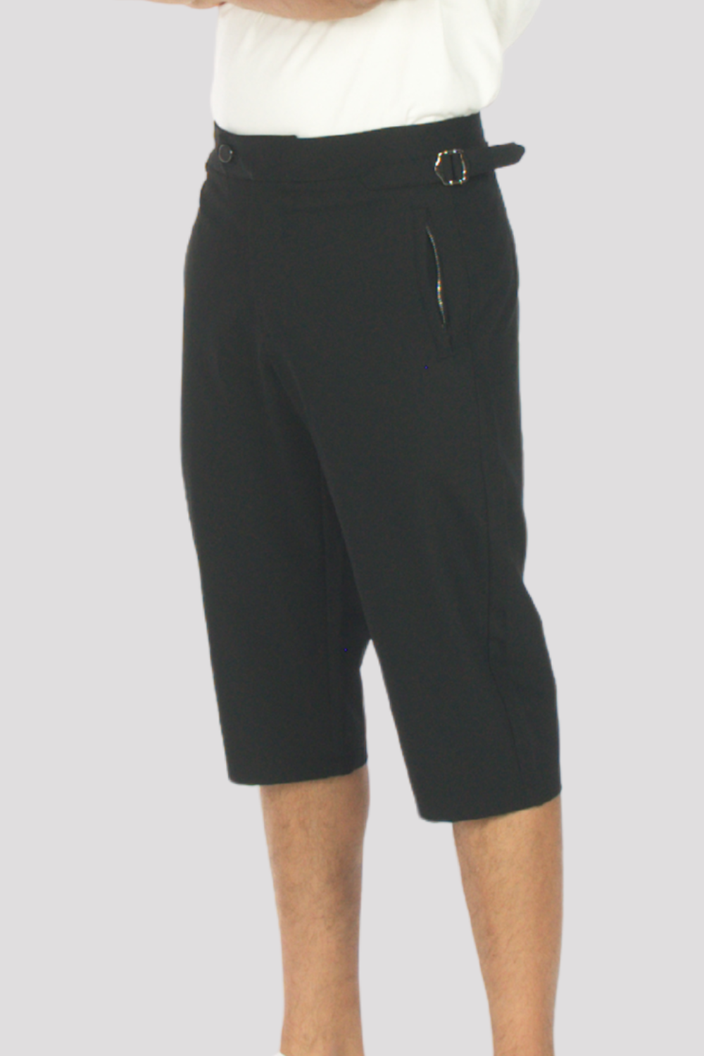 Black Buckled 3/4 Shorts