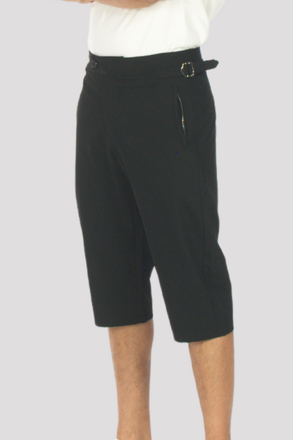 Black Buckled 3/4 Shorts