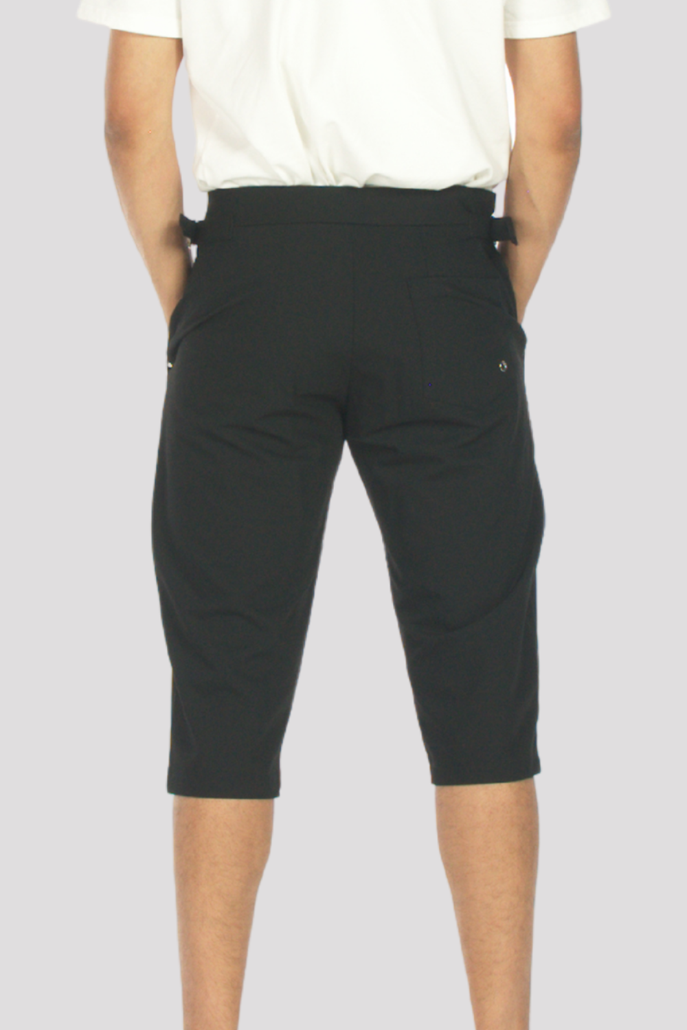 Black Buckled 3/4 Shorts