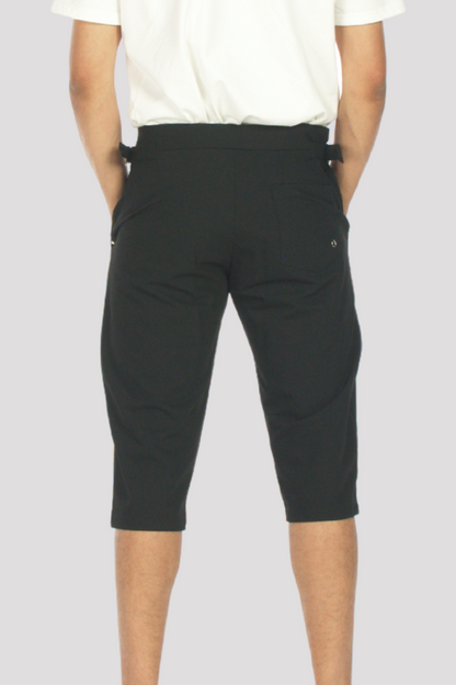 Black Buckled 3/4 Shorts