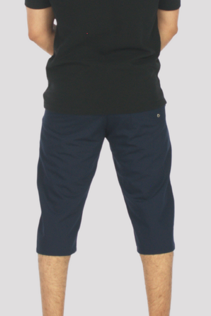 Navy Buckled 3/4 Shorts