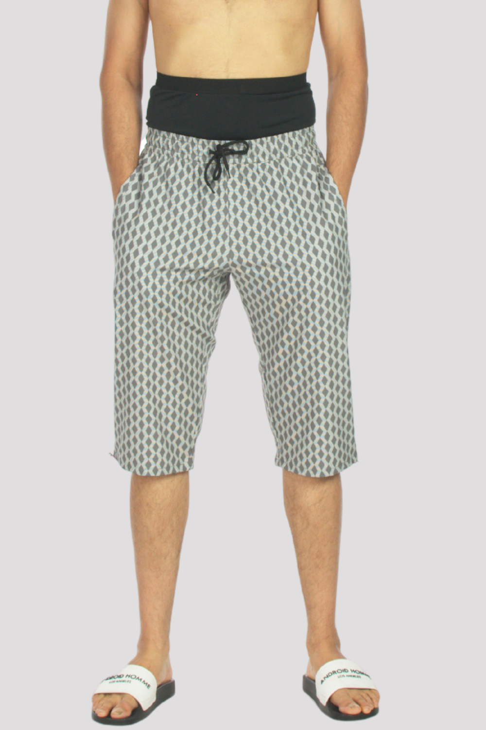 Grey Geometric Swimming 3/4 Shorts