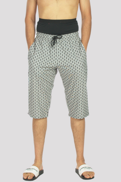 Grey Geometric Swimming 3/4 Shorts