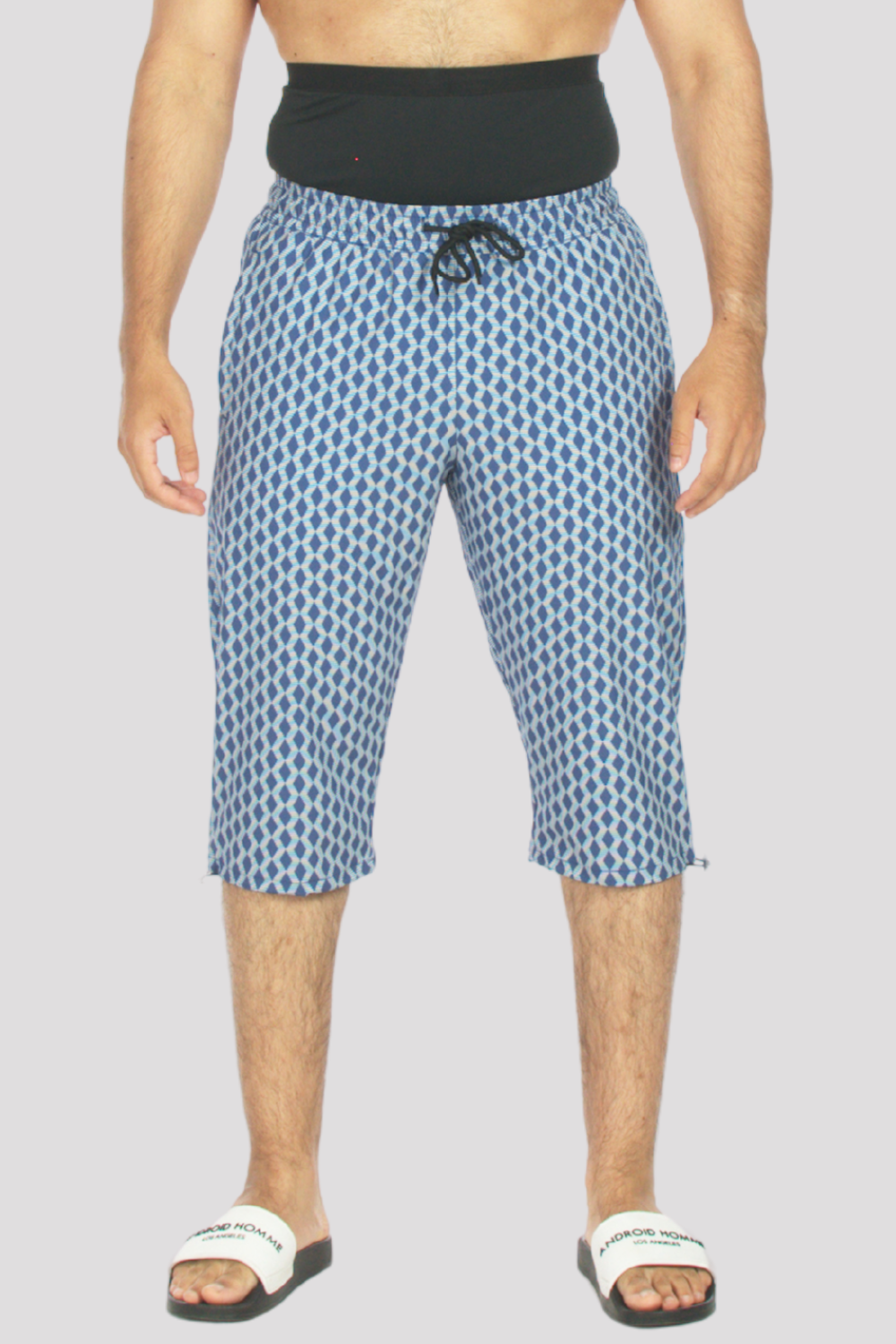 Blue Geometric Swimming 3/4 Shorts