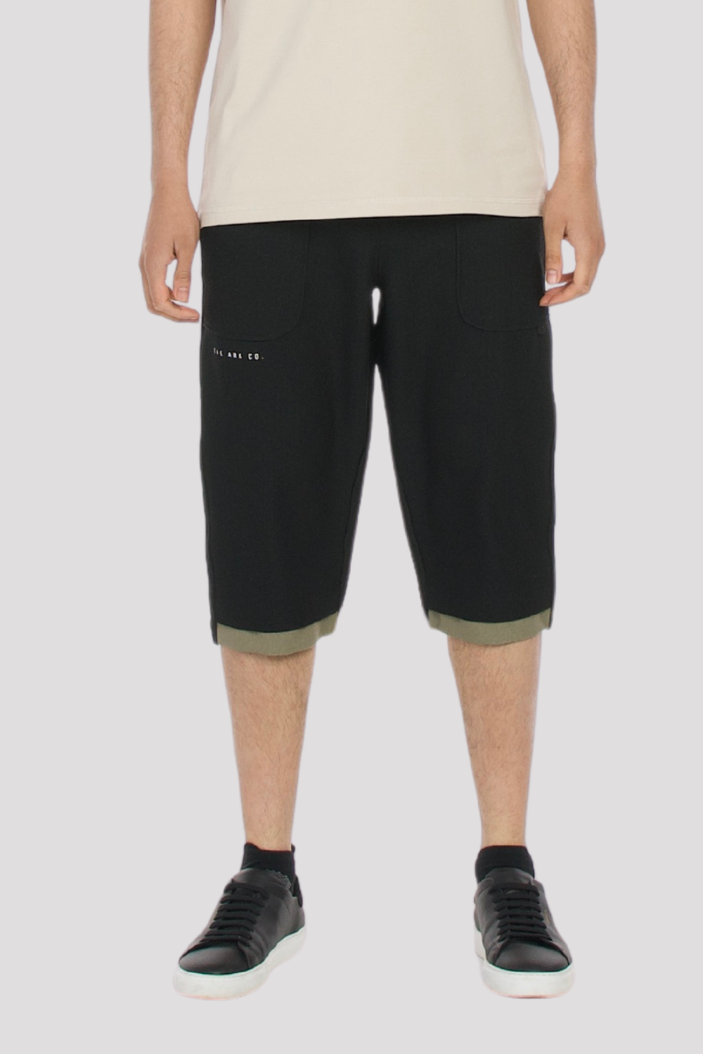 Black Textured 3/4 Shorts