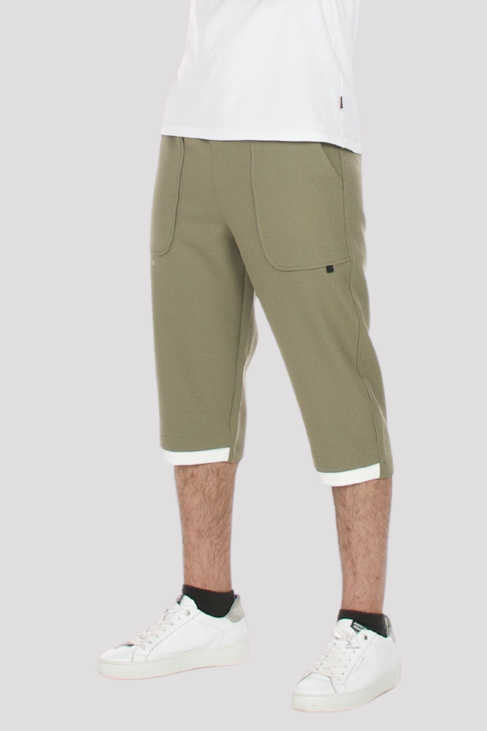 Khaki Textured 3/4 Shorts