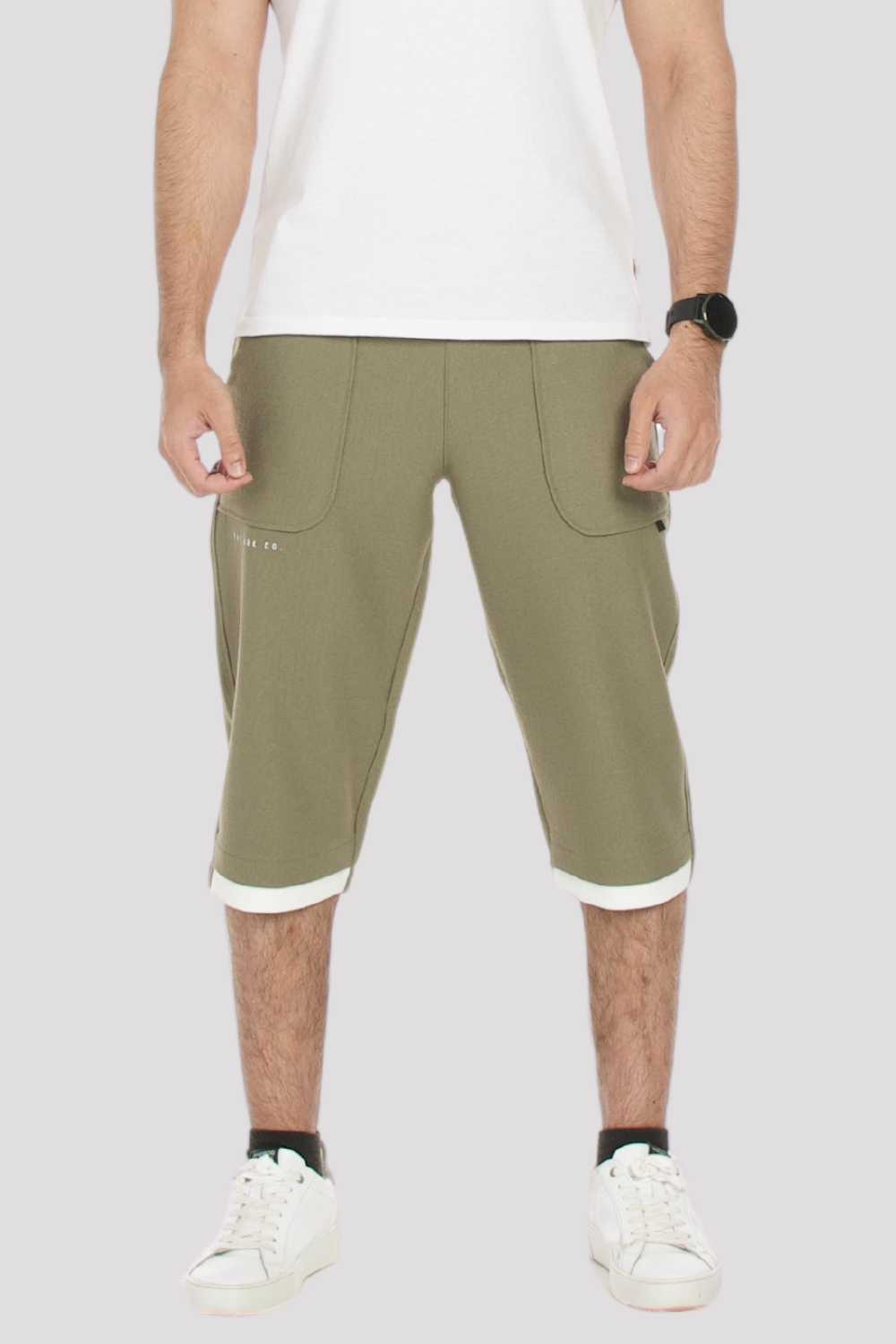 Khaki Textured 3/4 Shorts