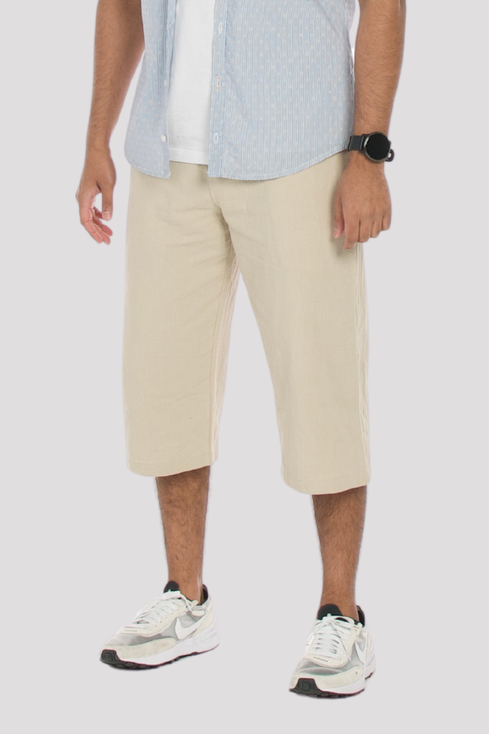 Stone Linen &amp; Cotton 3/4 Shorts