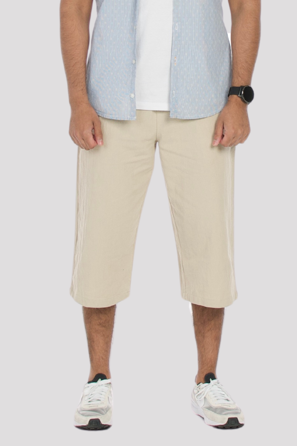 Stone Linen &amp; Cotton 3/4 Shorts