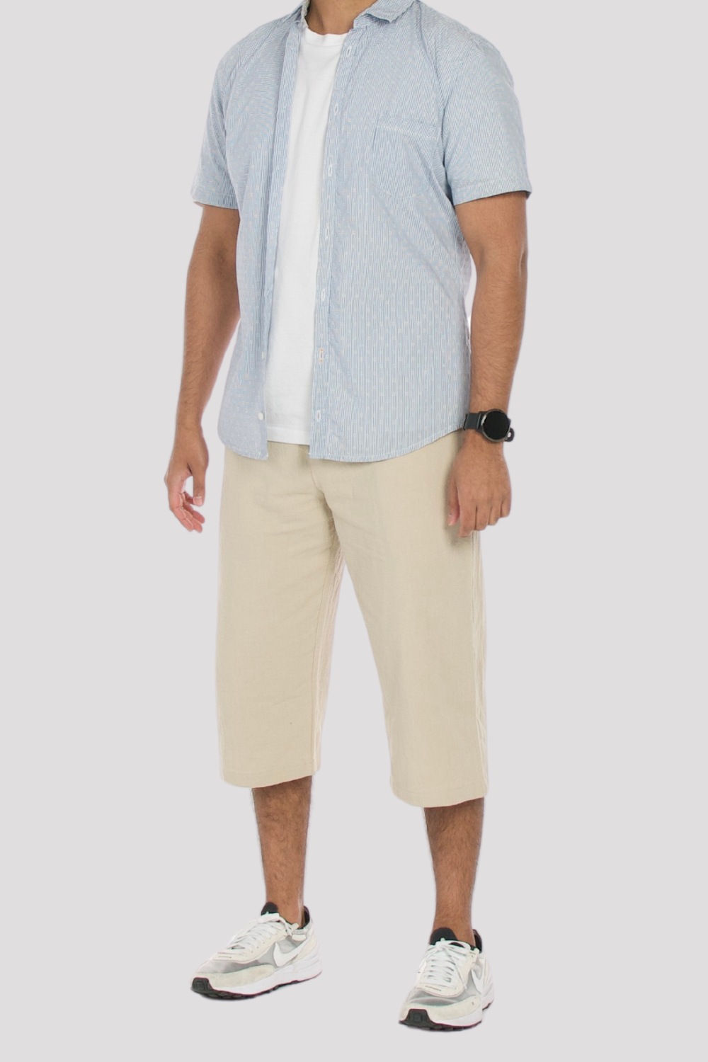 Stone Linen &amp; Cotton 3/4 Shorts