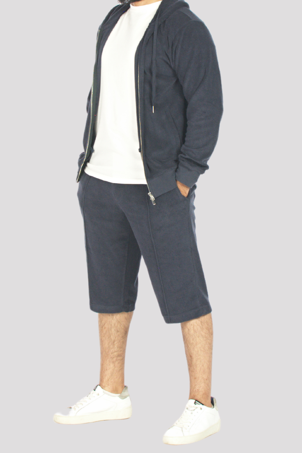 Navy Terry Towelling Leisure 3/4 Shorts